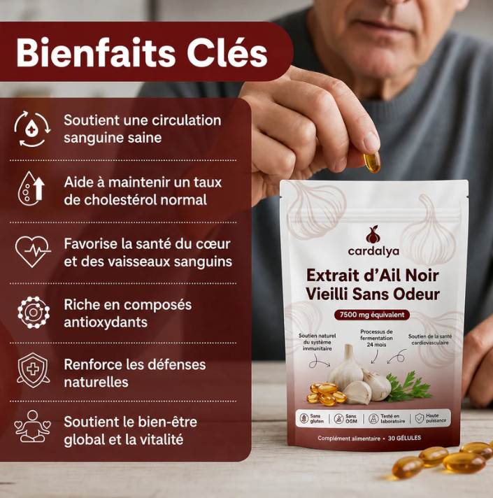 Extrait Naturel d'Ail Vieilli - Pour une tension artérielle saine et un bien-être global